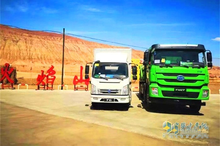 純電動智能自卸車T10ZT在吐魯番進行高溫測試