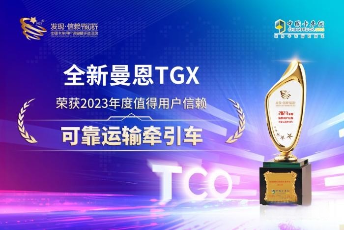 以品質贏未來 全新曼恩TGX斬獲“2023年度值得用戶信賴可靠運輸牽引車”大獎
